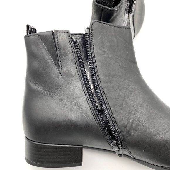 NWB GABOR Comfort Black Leather Ankle Boots Low Heel Back Zip US 8H Wide Fit - Picture 6 of 12